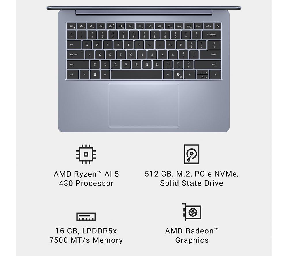 DELL 14S DS14265 14" Laptop, Copilot+ PC - AMD Ryzen AI 5, 512 GB SSD, Blue image number 13 of 17