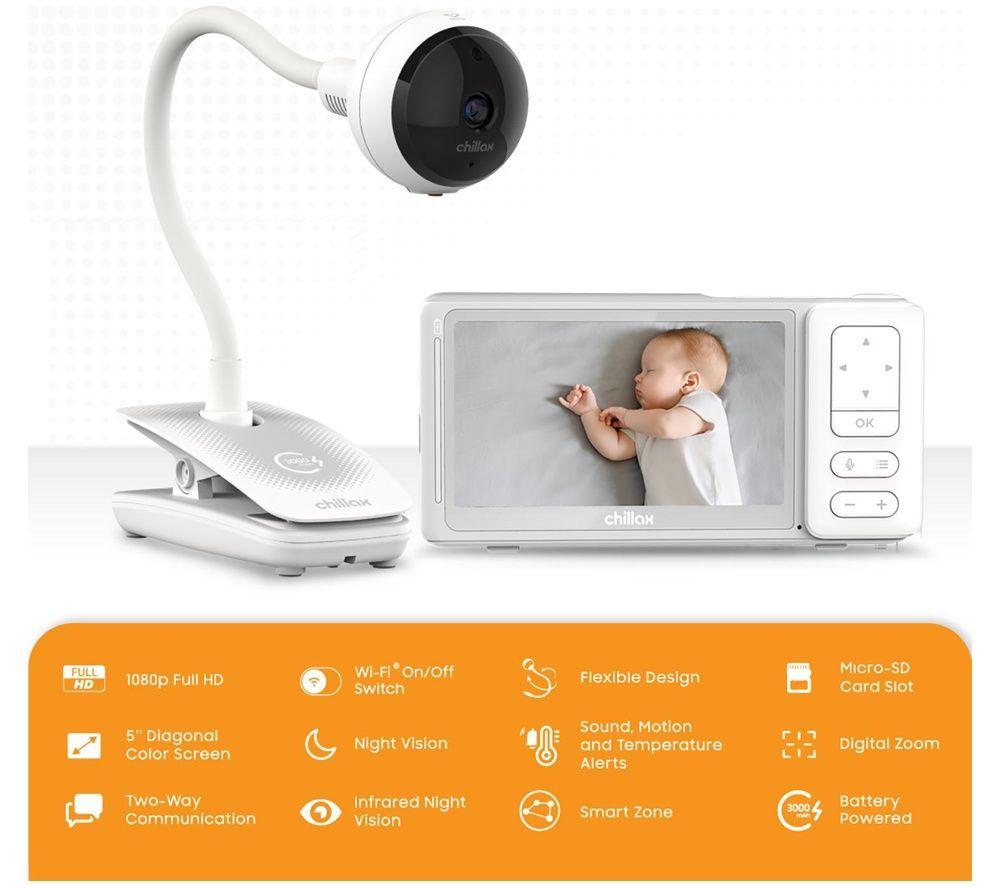 CHILLAX Giraffe Clip Connect DM688 Portable 5" Baby Monitor - White image number 4 of 5
