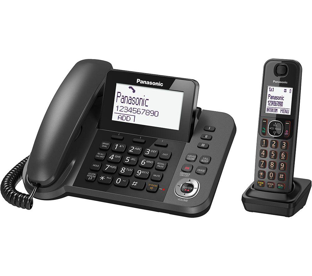 PANASONIC KX-TGF320EM Corded & Cordless Phone Combo - Twin Handsets, Black