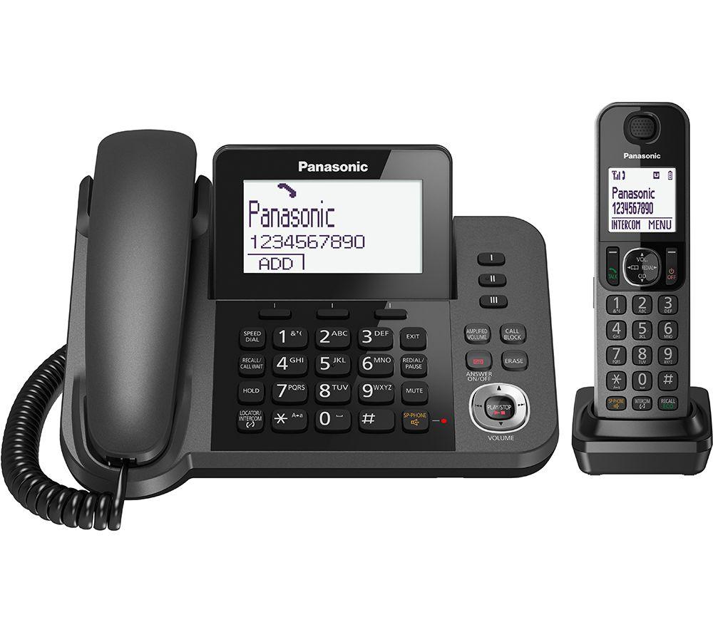 PANASONIC KX-TGF320EM Corded & Cordless Phone Combo - Twin Handsets, Black image number 3 of 5