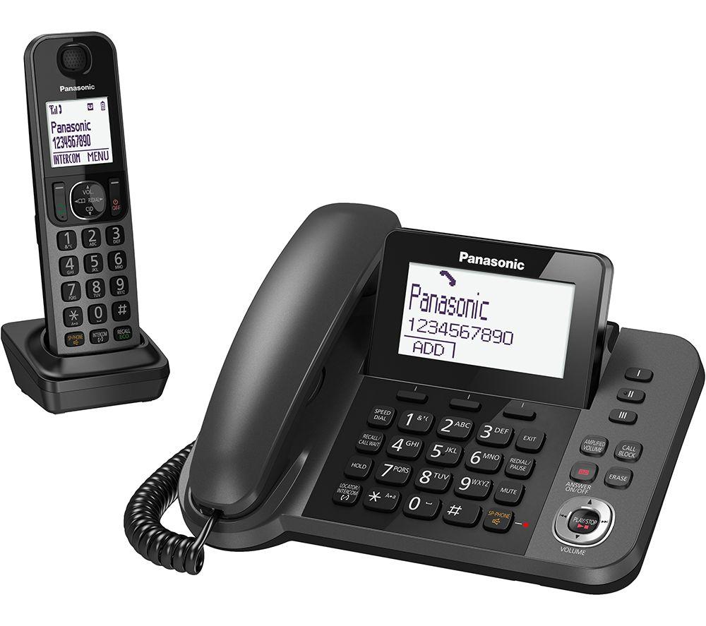PANASONIC KX-TGF320EM Corded & Cordless Phone Combo - Twin Handsets, Black image number 4 of 5