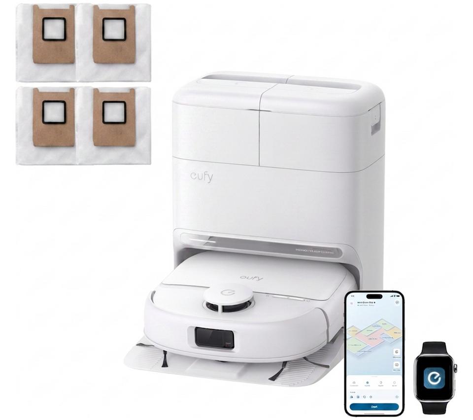 EUFY Omni C28 Robot Vacuum & Mop All-in-One Station with Extra Dust Bags - White