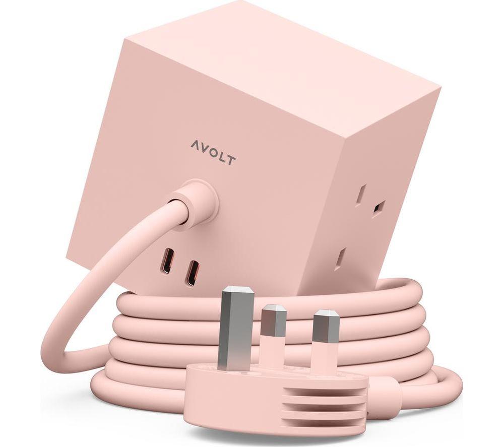 Avolt - Power Cube - 30W USB-C Fast Charging - 3 UK Sockets - 1.8m Cable - Pink - Image 4