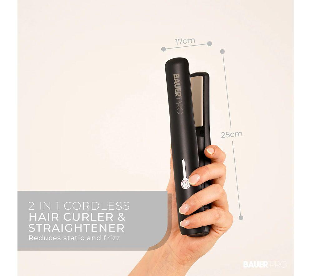 BAUER Pro 2-in-1 Cordless Hair Straightener & Curler - Black image number 4 of 6