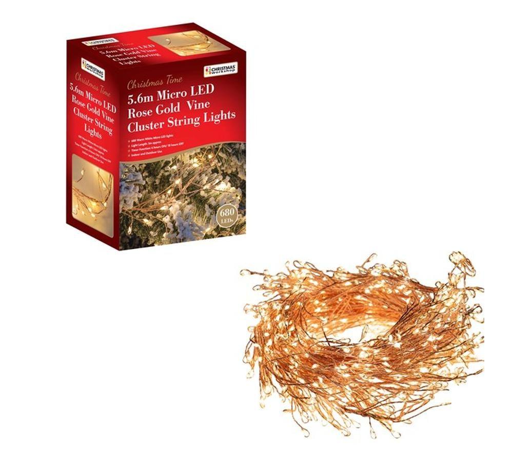 The Christmas Workshop 680 LED Cluster String Light 5.6m Warm White Rose Gold - Image 7