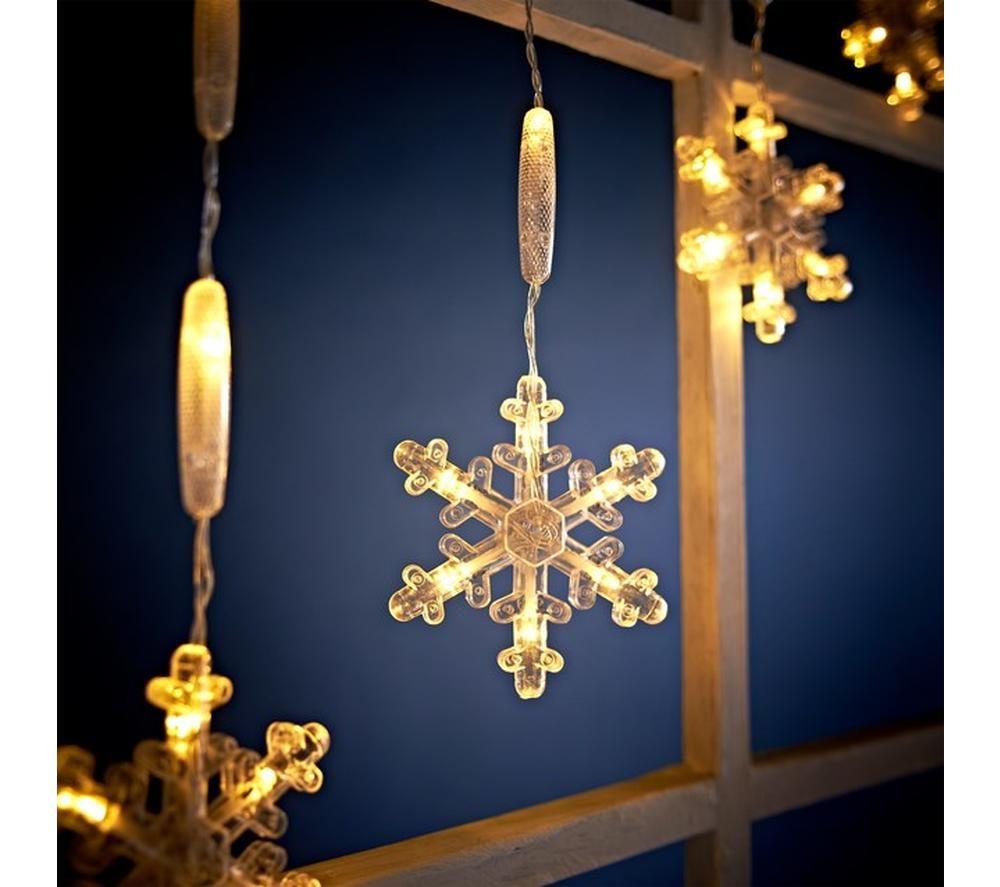 CHRISTMAS WORKSHOP Inverted V Snowflake Curtain Light - Warm White image number 2 of 5