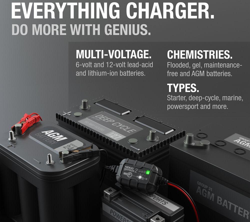 NOCO Genius 2 6V/12V 2A Smart Battery Charger - Black image number 3 of 7