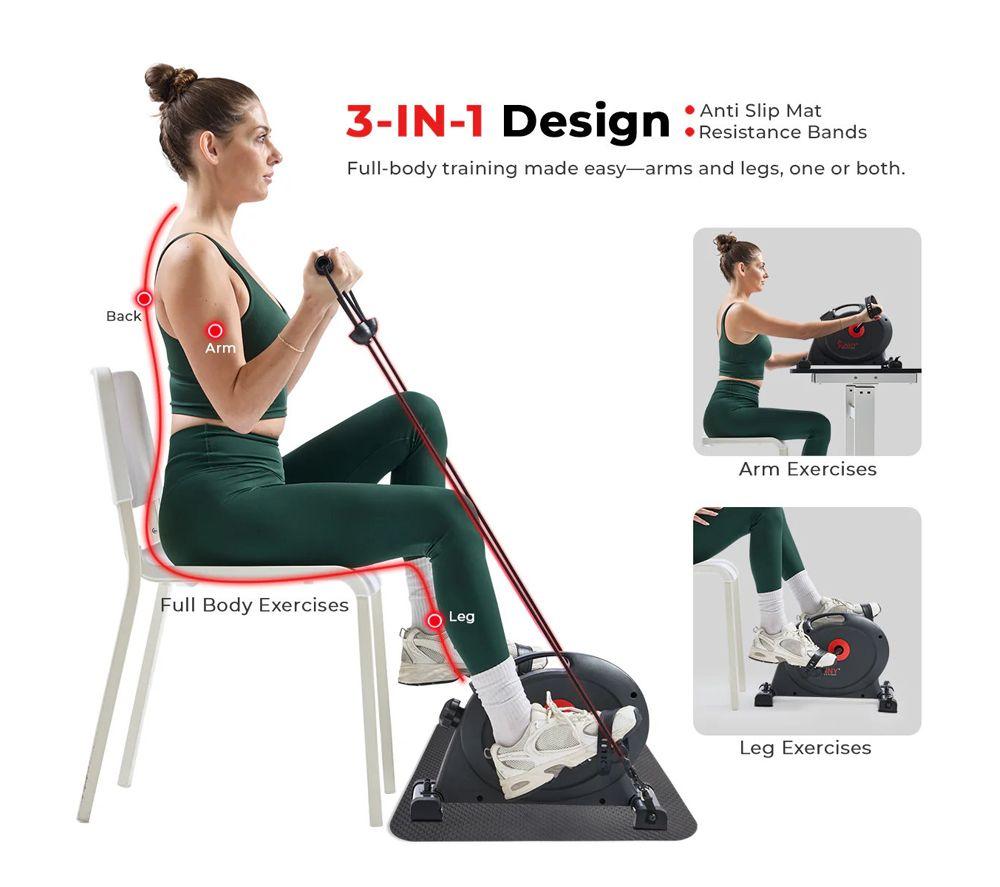 SUNNY HEALTH SF-B0418SMART Smart Mini Exercise Bike - Black image number 3 of 8