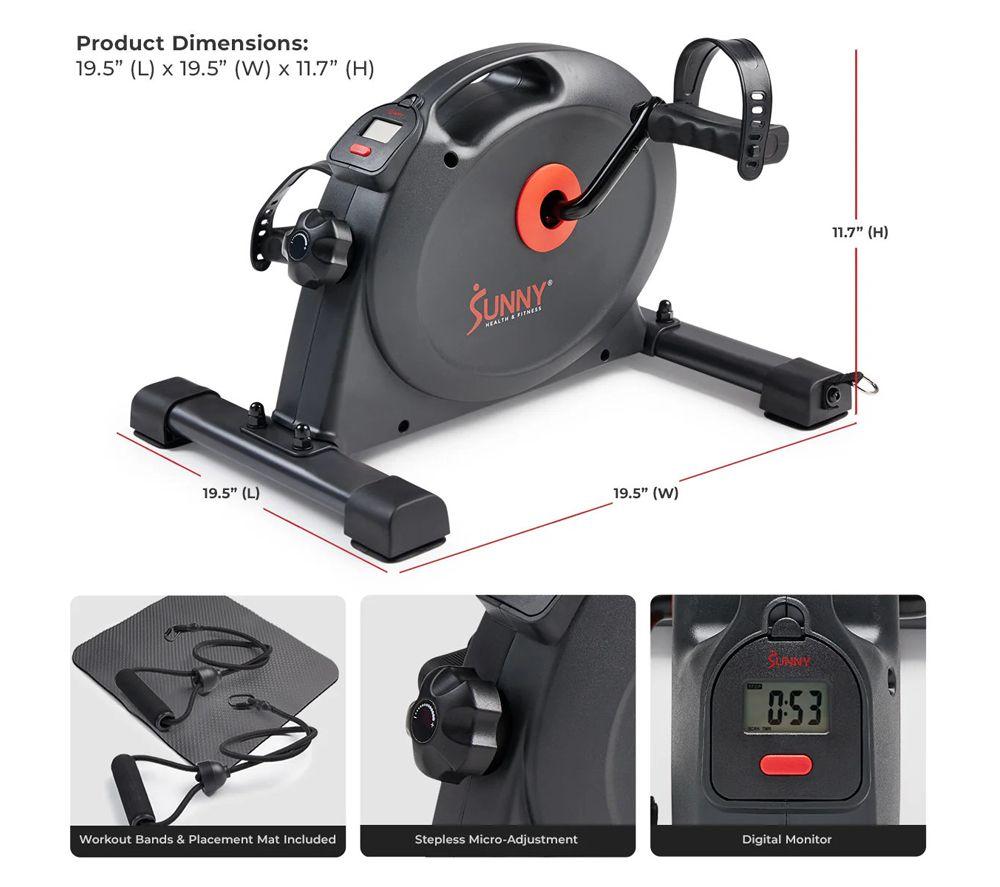 SUNNY HEALTH SF-B0418SMART Smart Mini Exercise Bike - Black image number 5 of 8
