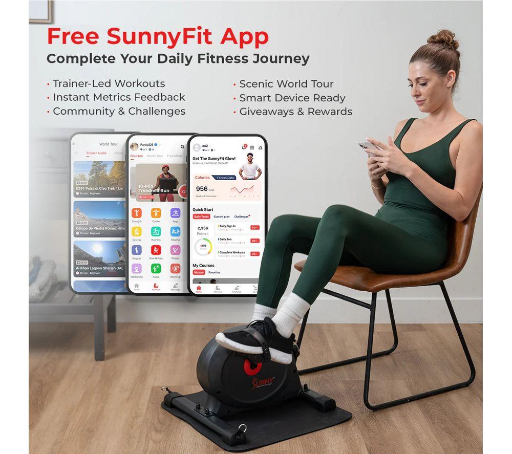 SUNNY HEALTH SF-B0418SMART Smart Mini Exercise Bike - Black image number 8 of 8