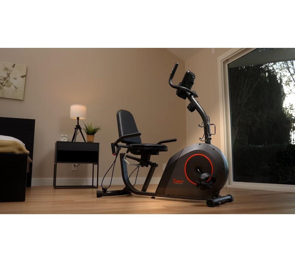 SUNNY HEALTH 16-Level Smart Magnetic Resistance Recumbent Bike - Black image number 3 of 3