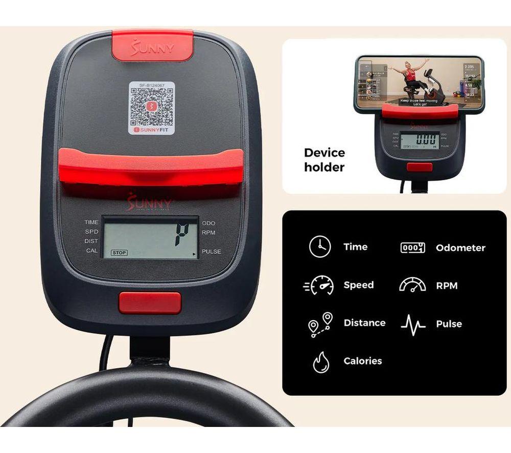SUNNY HEALTH Active 200 Smart Plus Bluetooth Magnetic Cycling Exercise Bike - Black image number 3 of 6