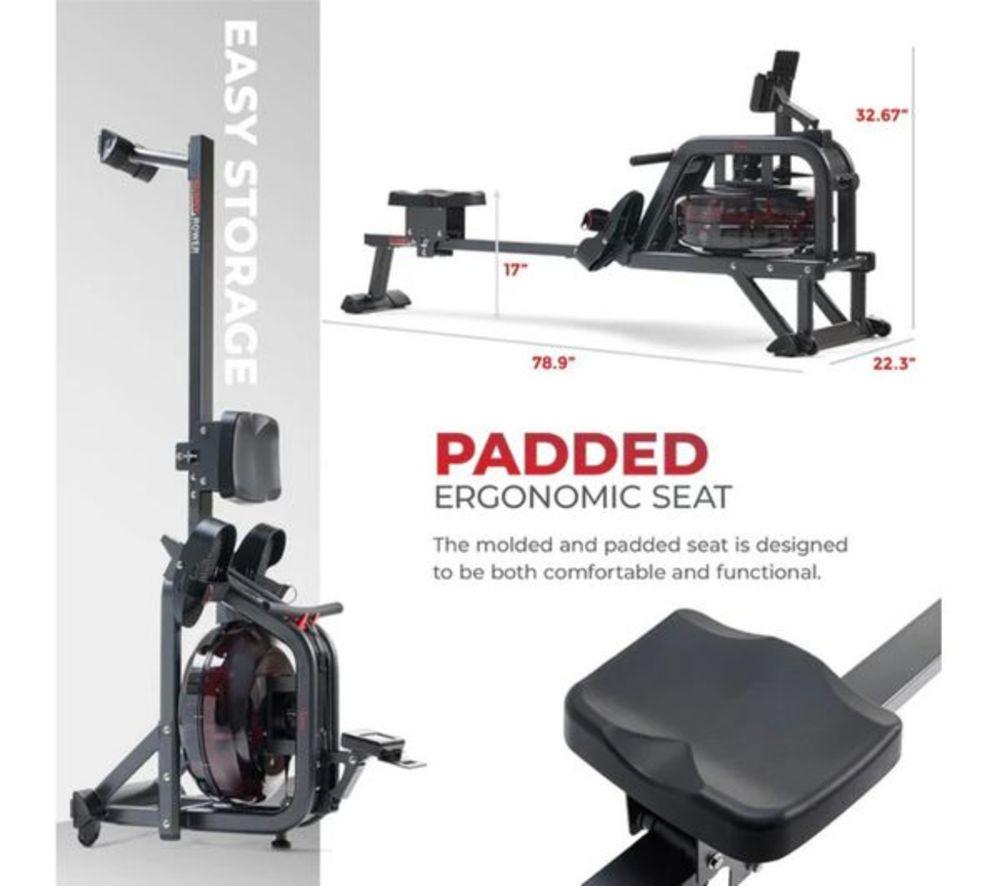 SUNNY HEALTH Obsidian Surge Smart Water Rowing Machine - Black image number 3 of 5