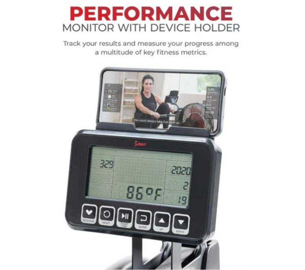 SUNNY HEALTH Obsidian Surge Smart Water Rowing Machine - Black image number 4 of 5
