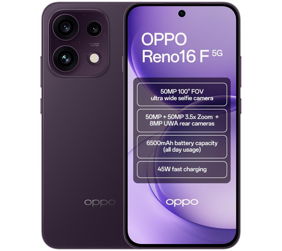 OPPO Reno16 F 5G - 256 GB, Purple Black