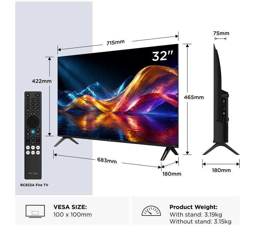 TCL V5D 32" QLED Full HD HDR Smart Fire TV with Freely 2026 - 32V5D-UK image number 2 of 6