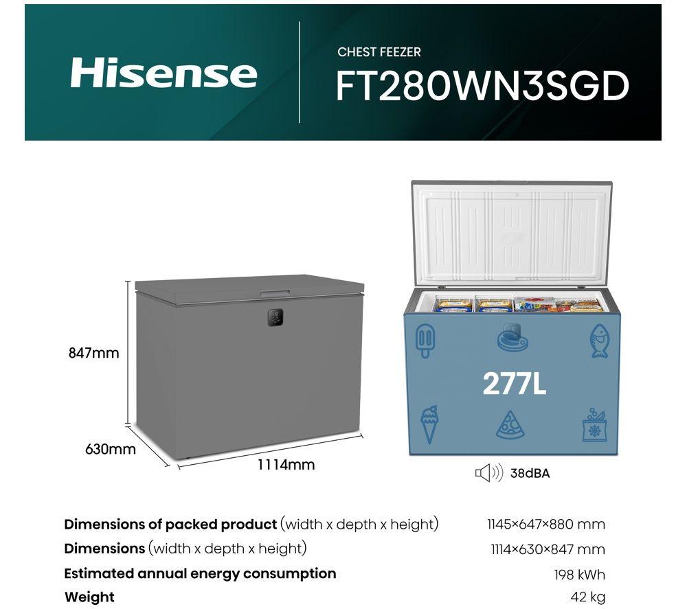 HISENSE FT280WN3SGD Chest Freezer - Grey image number 5 of 7