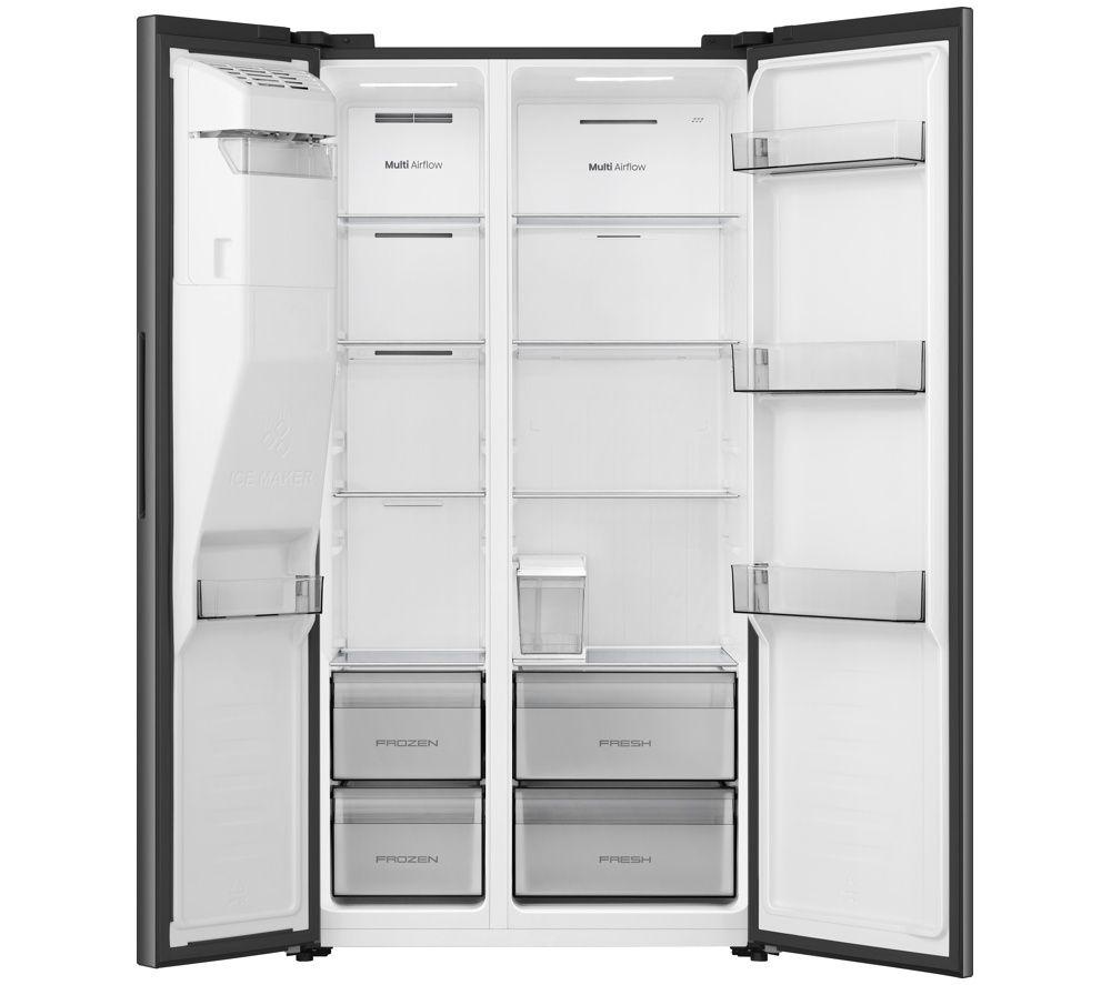 HISENSE PureFlat RS5P528STFE American-Style Smart Fridge Freezer - Black Stainless Steel image number 2 of 6