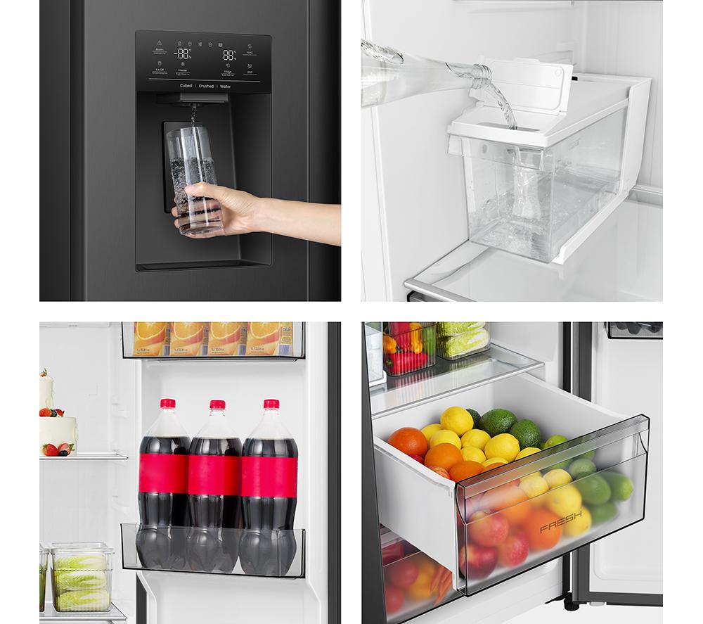 HISENSE PureFlat RS5P528STFE American-Style Smart Fridge Freezer - Black Stainless Steel image number 12 of 19