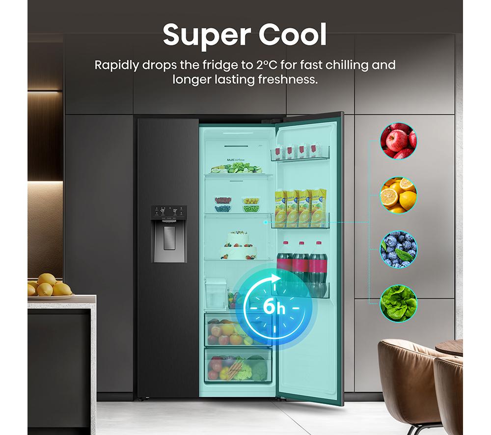 HISENSE PureFlat RS5P528STFE American-Style Smart Fridge Freezer - Black Stainless Steel image number 15 of 19
