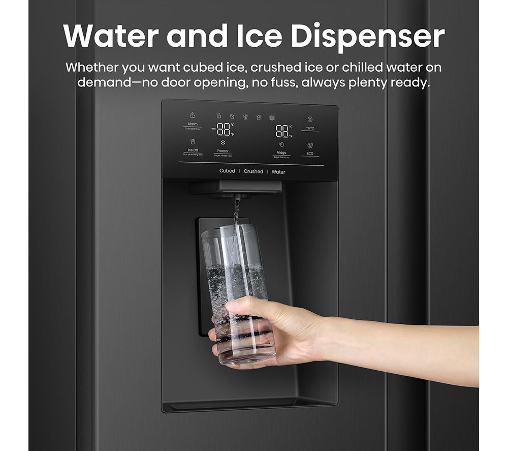 HISENSE PureFlat RS5P528STFE American-Style Smart Fridge Freezer - Black Stainless Steel image number 18 of 19