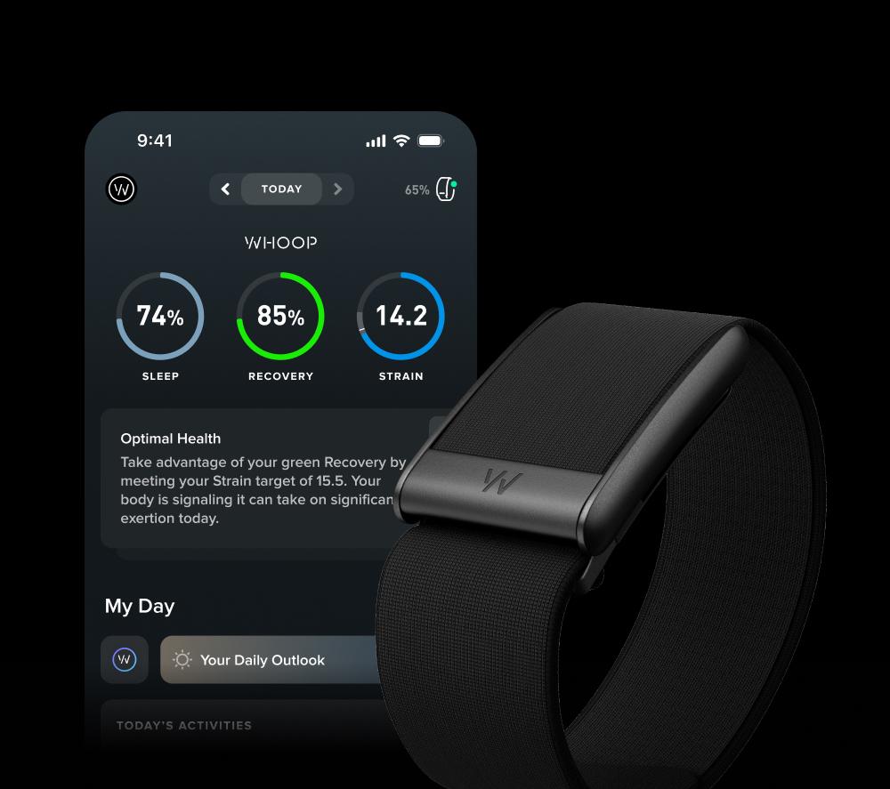 WHOOP One 5.0 Health & Fitness Tracker with 12-month WHOOP One Membership - Jet Black image number 12 of 13