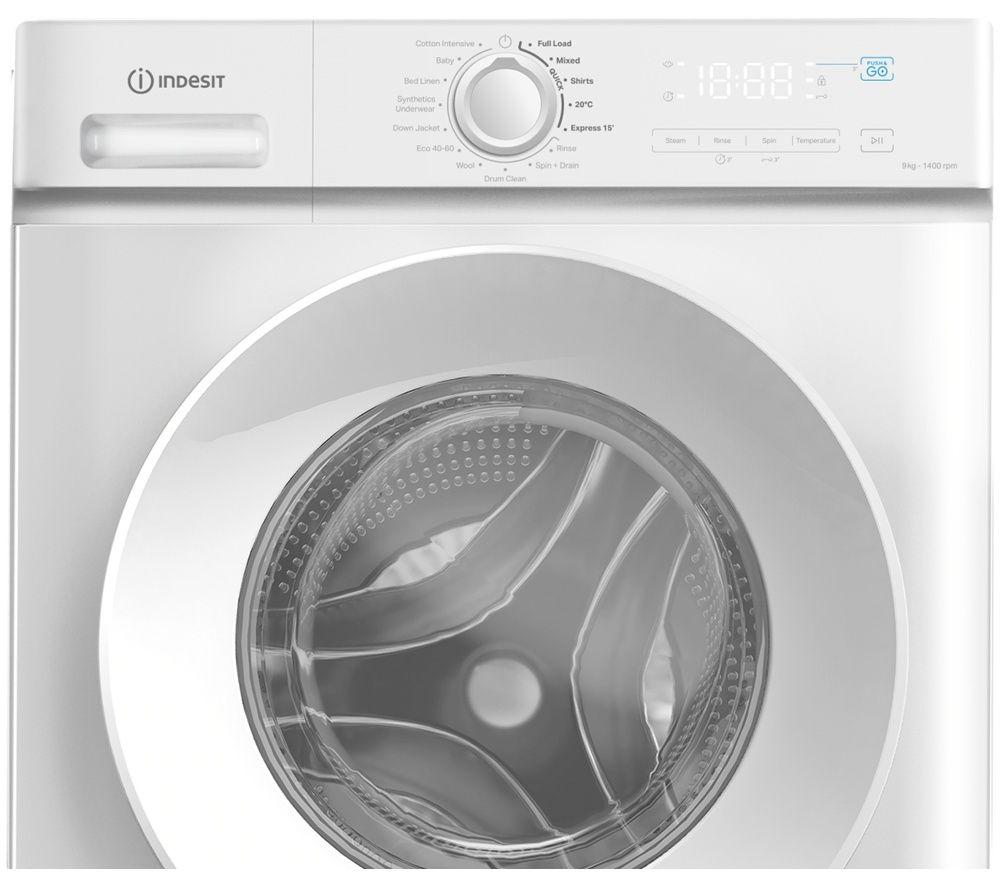 INDESIT MyTime with Push&Go 9 kg 1400 Spin Washing Machine - White image number 3 of 7