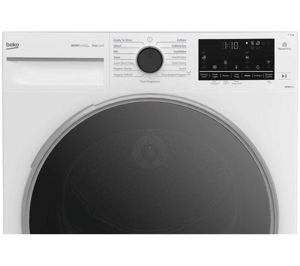 BEKO Pro Ironfinish B5T49251INW 9 kg Smart Heat Pump Tumble Dryer - White image number 2 of 8