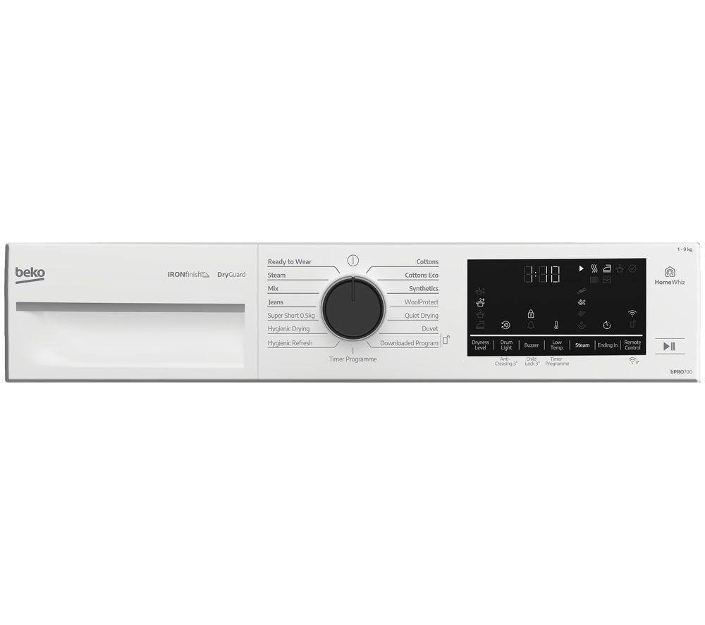 BEKO Pro Ironfinish B5T49251INW 9 kg Smart Heat Pump Tumble Dryer - White image number 7 of 8