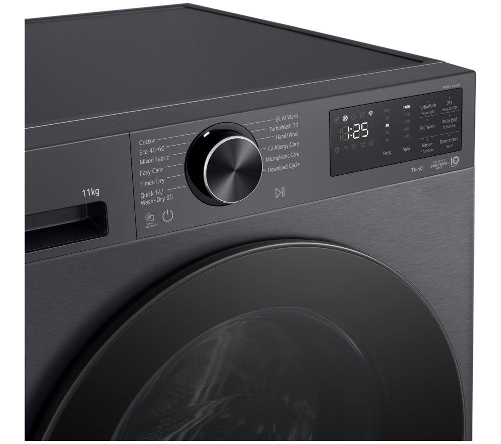 LG Series 5 AI Direct Drive W4X5016TBB 11 kg Washer Dryer - Black image number 3 of 11