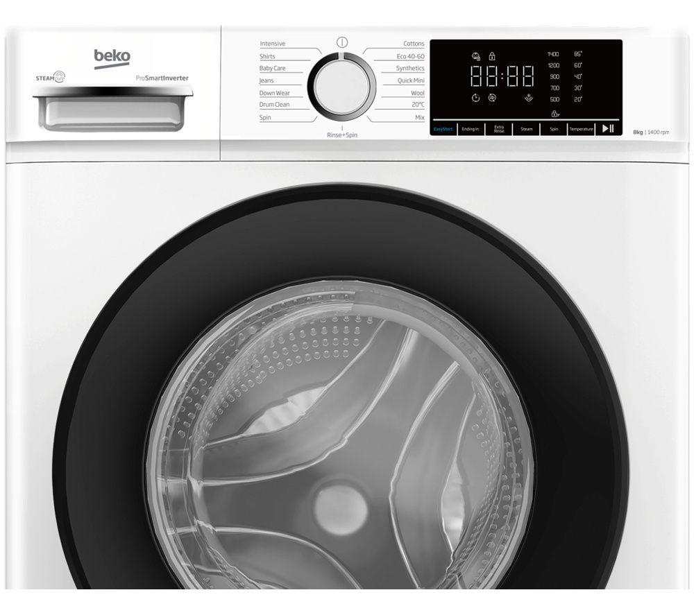 BEKO b100 BW1O3841BW 8 kg 1400 Spin Washing Machine - White image number 3 of 8