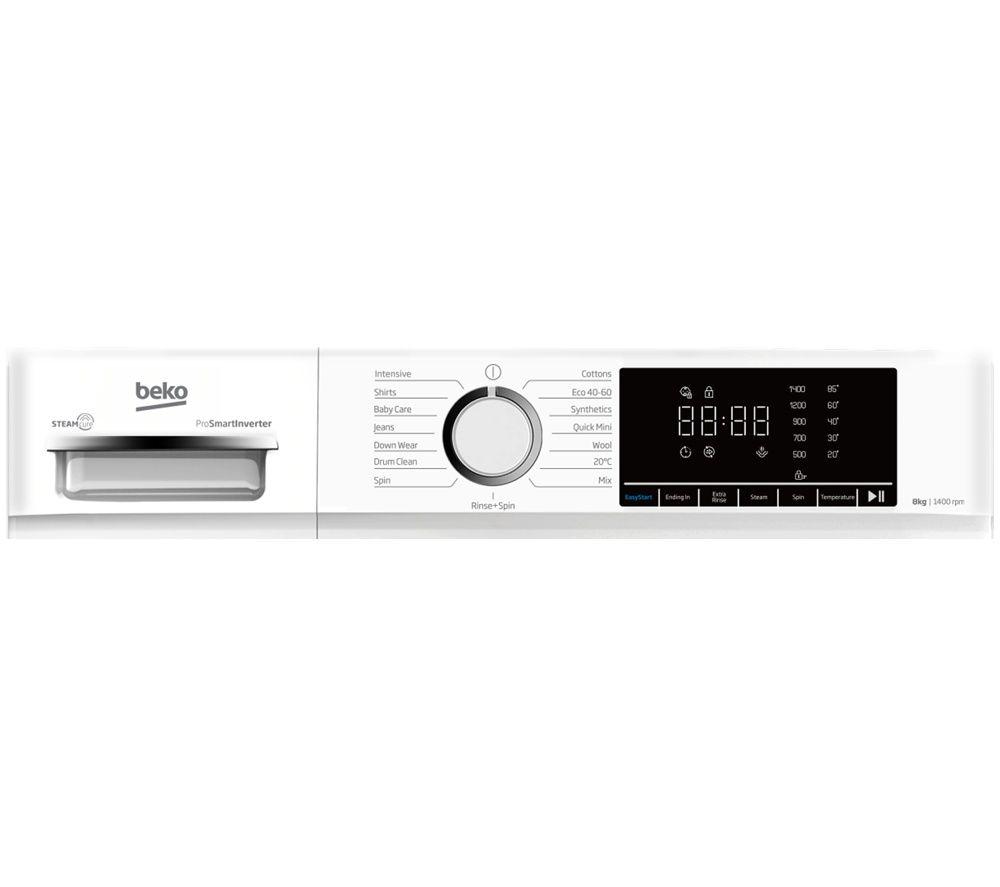 BEKO b100 BW1O3841BW 8 kg 1400 Spin Washing Machine - White image number 6 of 8