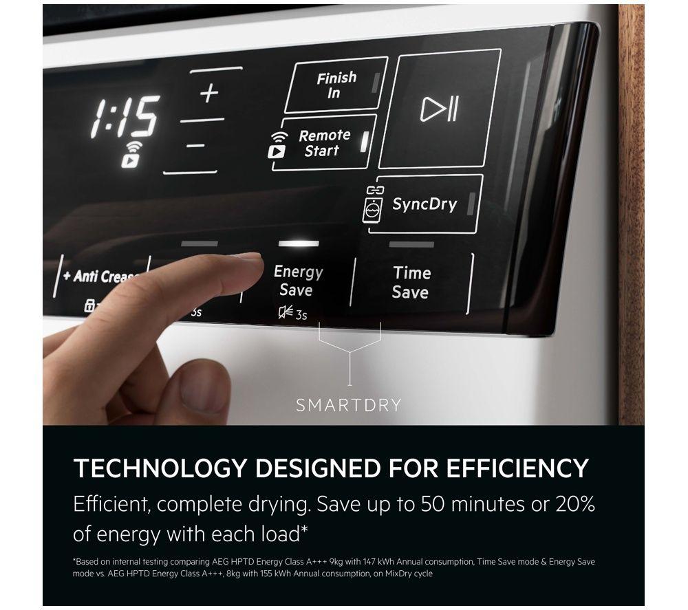 AEG 9000 AbsoluteCare Pro TR959V6BC WiFi-enabled 9 kg Heat Pump Tumble Dryer &ndash; White image number 5 of 8