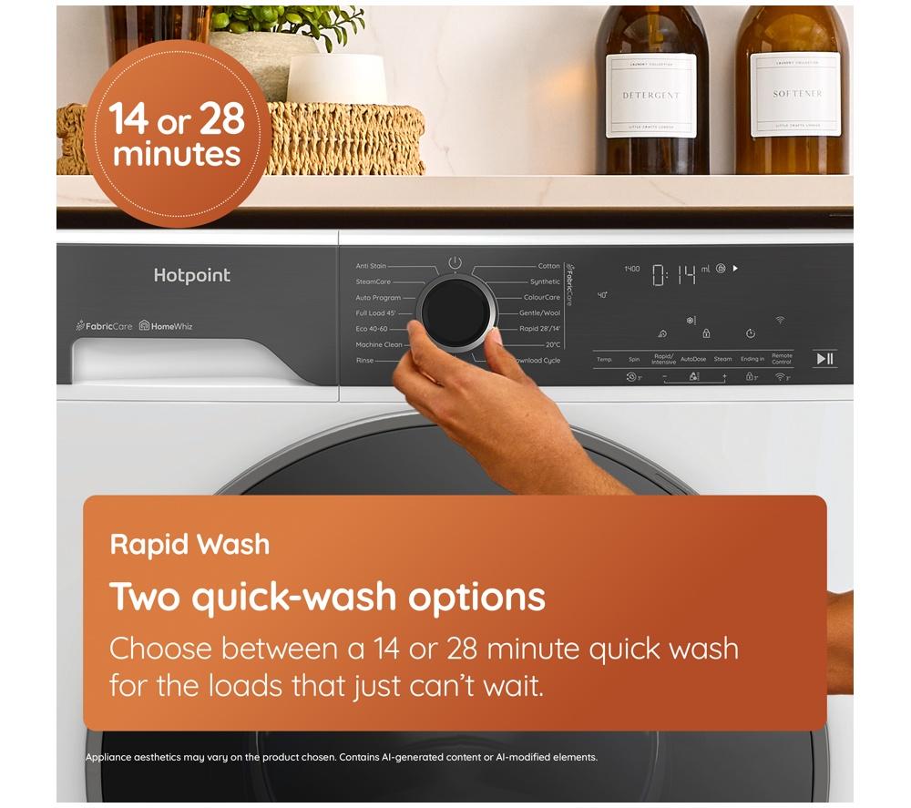 HOTPOINT Fabric Care HB123WWCAREUK WiFi-enabled 12 kg 1400 Spin Washing Machine - White image number 9 of 20