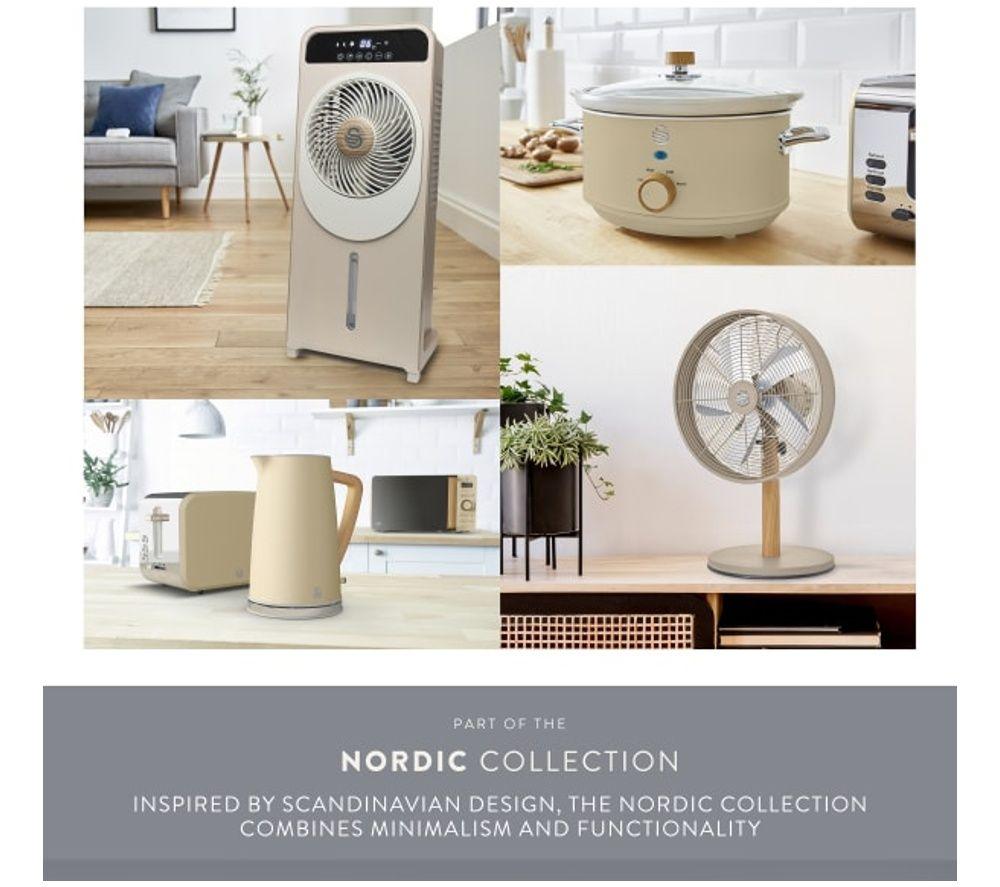 SWAN Nordic SFA16910GRYN 16" Pedestal Fan - Oatmeal image number 7 of 10