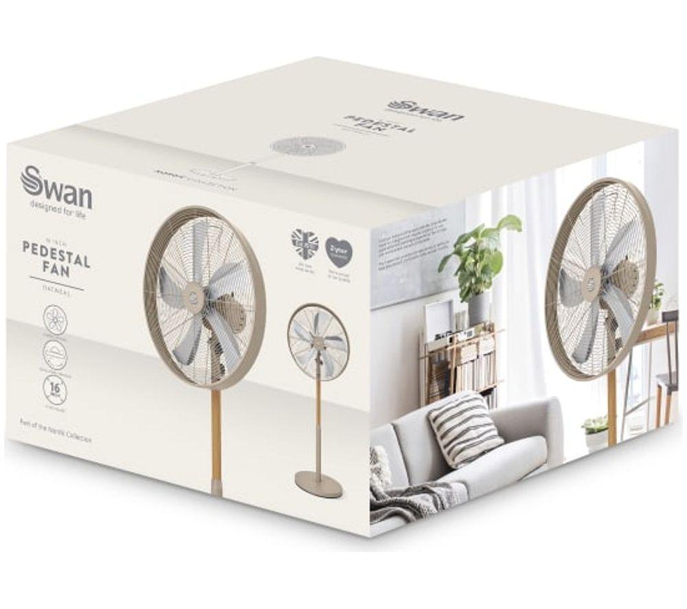 SWAN Nordic SFA16910GRYN 16" Pedestal Fan - Oatmeal image number 10 of 10
