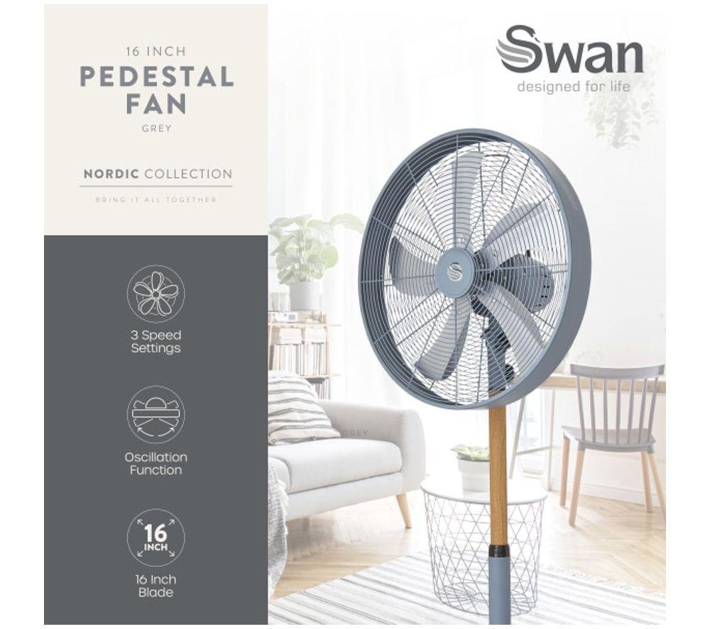 SWAN Nordic SFA16910OAT 16" Pedestal Fan - Grey image number 3 of 10