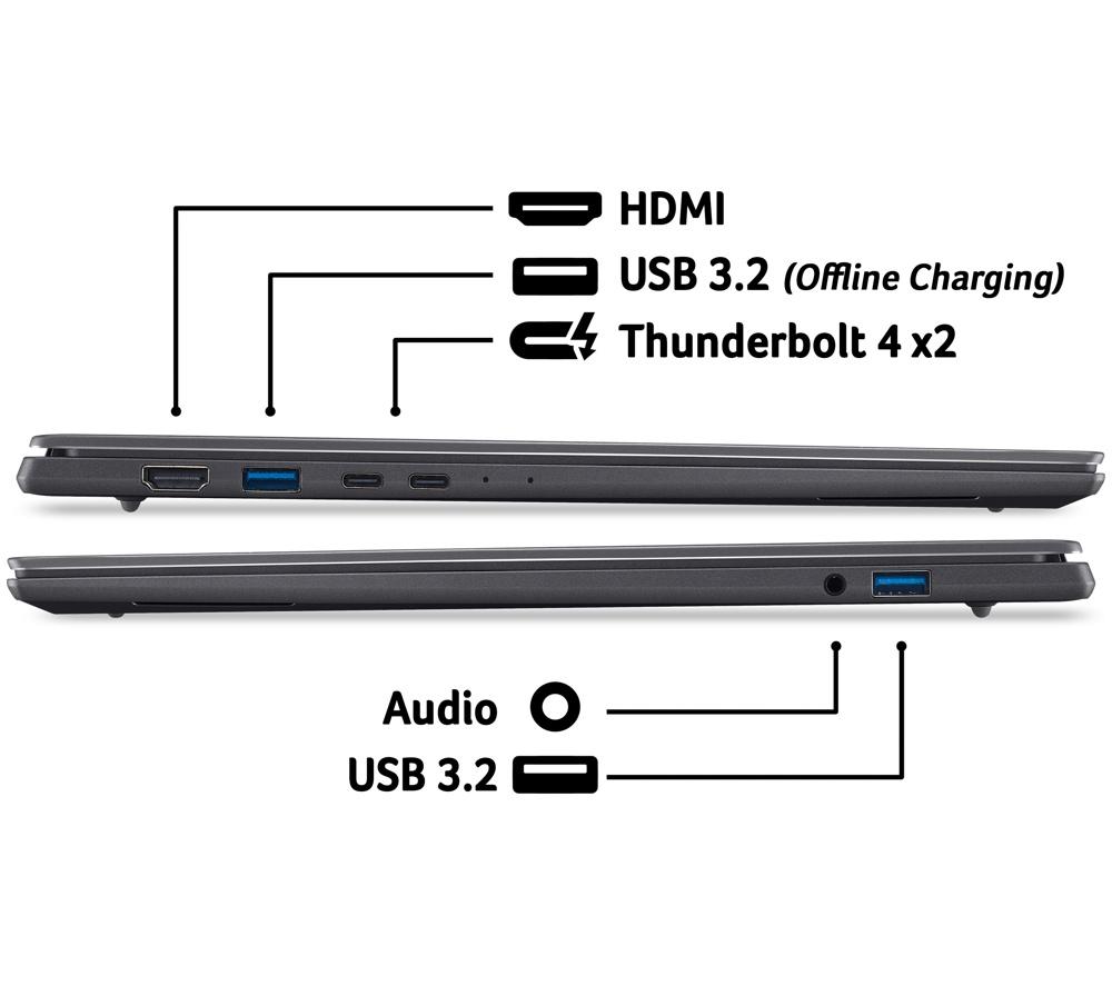 ACER Swift Go 16 OLED 16" Laptop, Copilot+ PC - Intel&reg; Core&trade; Ultra 5, 512 GB SSD, Grey image number 10 of 11