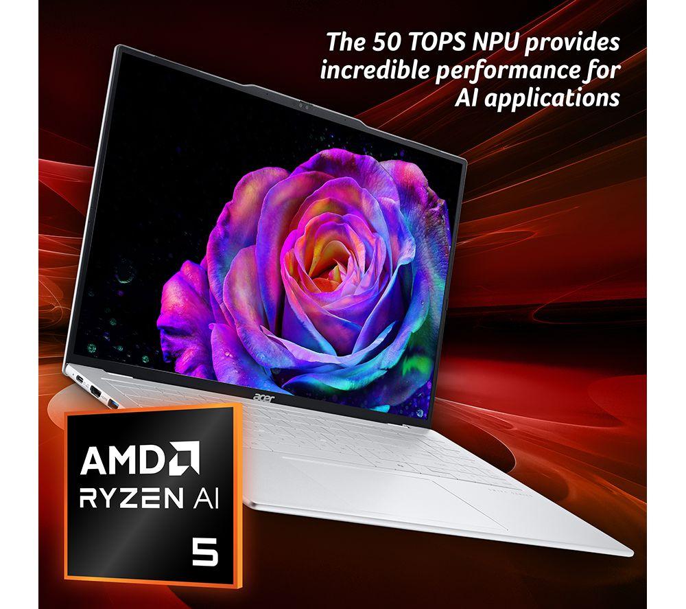 ACER Swift Air 16 16" Laptop, Copilot+ PC - AMD Ryzen AI 5, 512 GB SSD, Silver image number 6 of 10