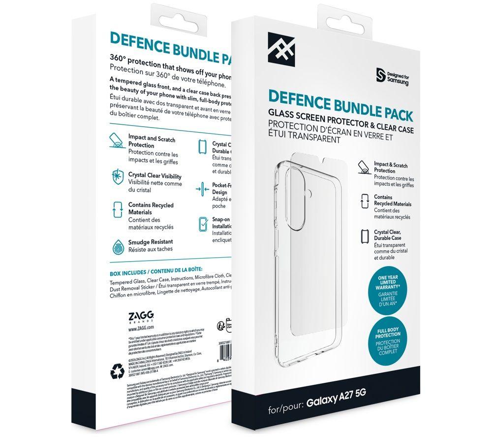 ZAGG Defence Galaxy A27 Clear Case & Screen Protector Bundle - Clear image number 3 of 3