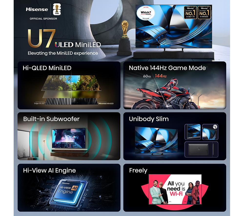 HISENSE U71Q 55" Mini LED 4K 144Hz Smart AI TV - 55U71Q image number 3 of 15
