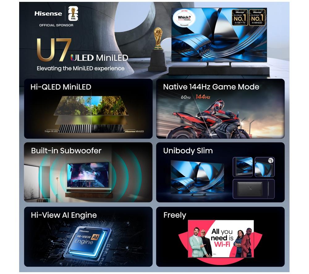 HISENSE U71Q 65" Mini LED 4K 144Hz Smart AI TV - 65U71Q image number 3 of 15