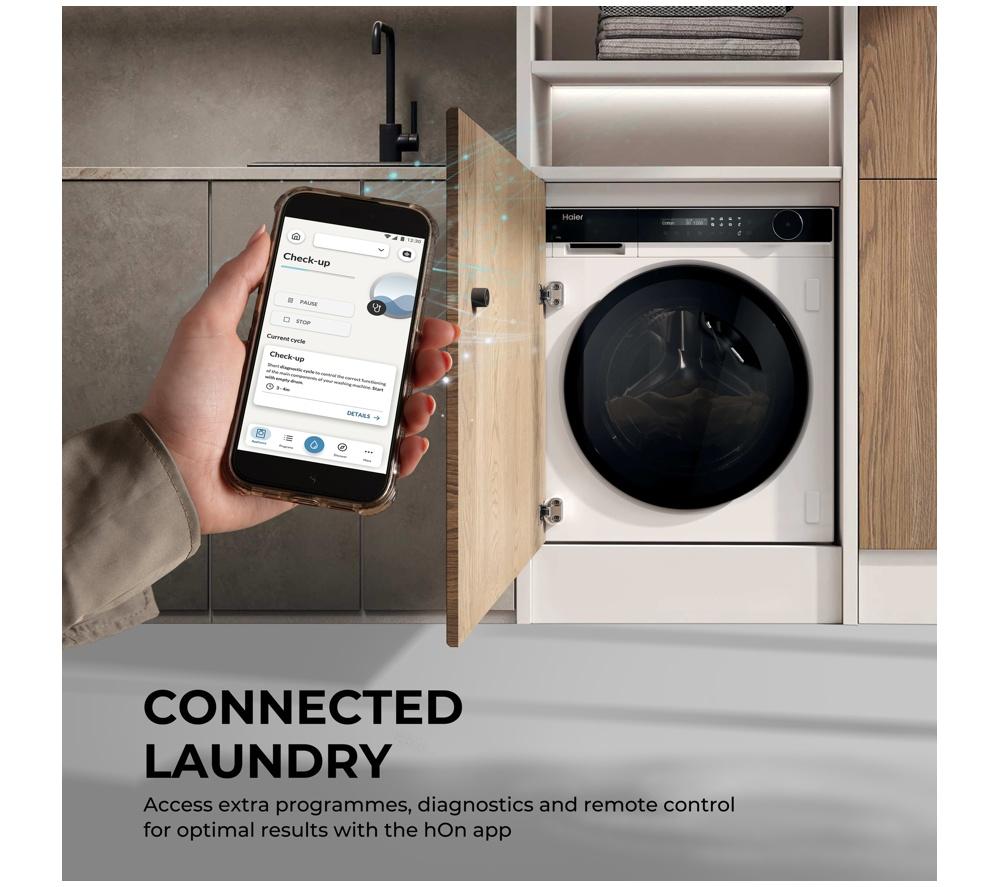 HAIER HWDB10B14858U1UK WiFi-enabled Integrated 10 kg Washer Dryer &ndash; White image number 13 of 13