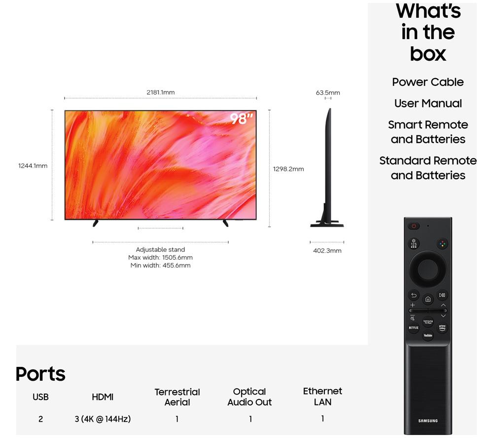 SAMSUNG U9000H 98" Crystal UHD 4K HDR Smart TV 2026 - UE98U9000H image number 8 of 10