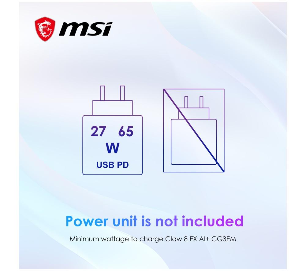 MSI Claw 8 EX AI+ CG3EM-033UKY Handheld Gaming Console Launch Pack - Intel&reg; Arc G3 Extreme, 1 TB SSD image number 9 of 9