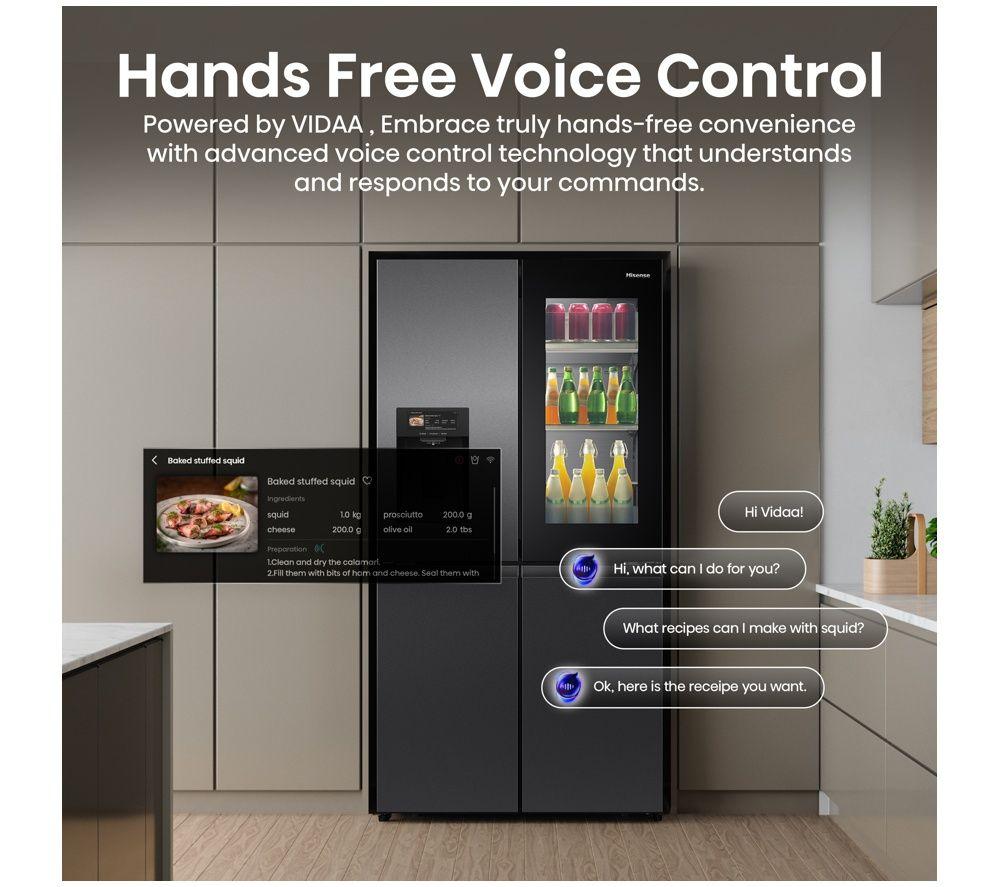 HISENSE PureView RQ600P7SKE American-Style Smart Fridge Freezer - Black image number 5 of 6