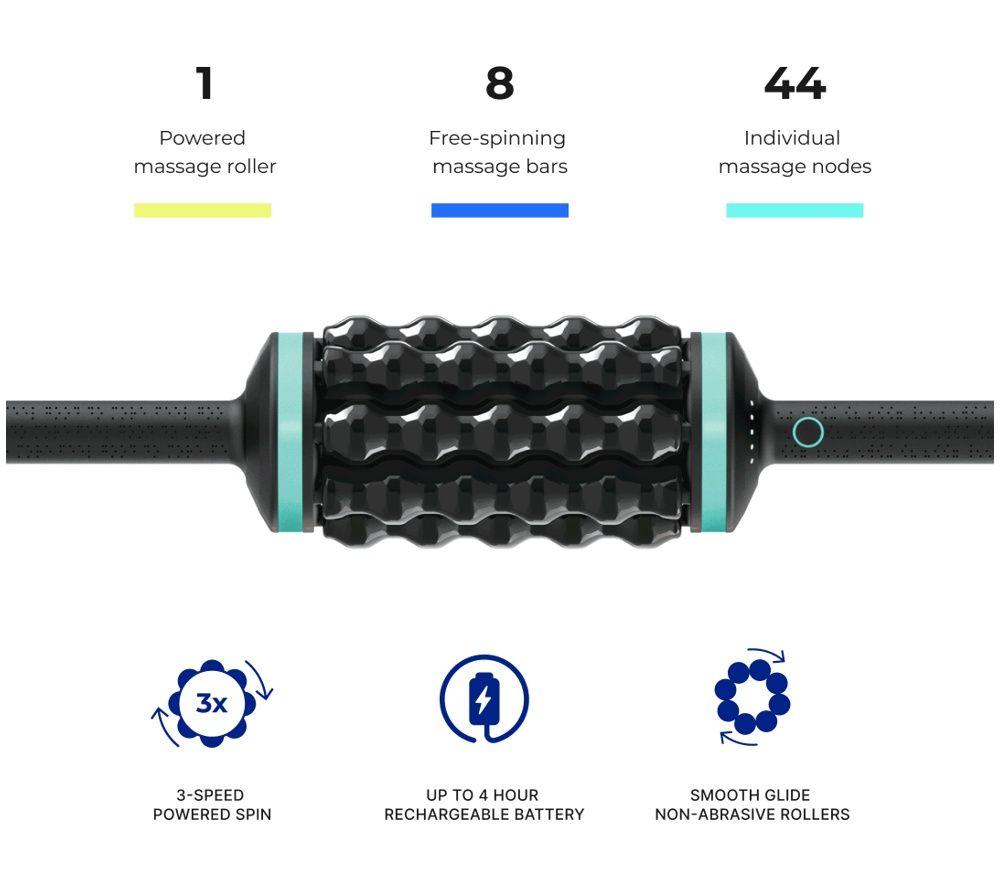CHIRP R-RPM-7-BK-R Rolling Powered Percussion Massager & Hands-Free Base - Black image number 4 of 6