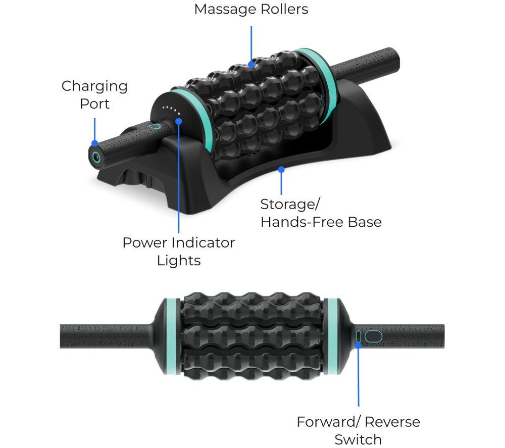 CHIRP R-RPM-7-BK-R Rolling Powered Percussion Massager & Hands-Free Base - Black image number 5 of 6