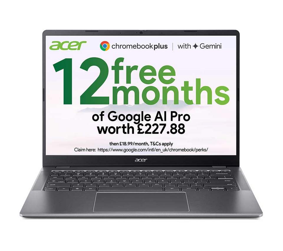 ACER 514 14" Chromebook Plus - Intel® Core™ 3, 128 GB eMMC, Grey
