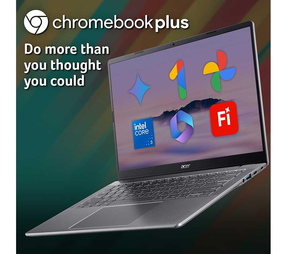 ACER 514 14" Chromebook Plus - Intel&reg; Core&trade; 3, 128 GB eMMC, Grey image number 2 of 12